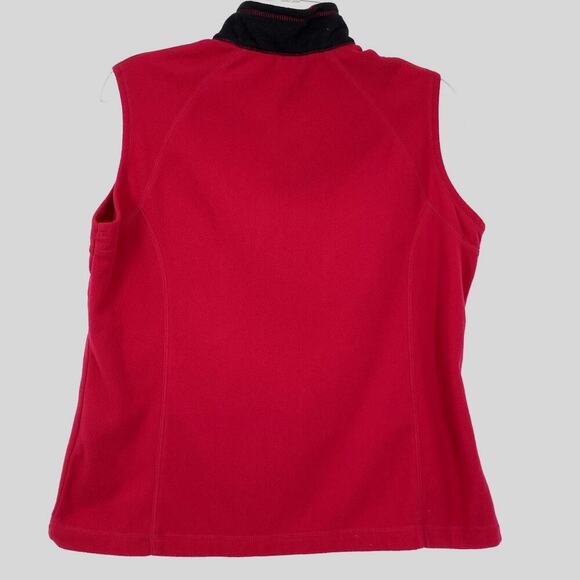 Lands' End Raspberry Pink Fleece Zip up Vest Womens Sz MP Gorpcore - Picture 2 of 9